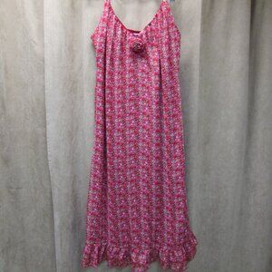 Mimi Chica Red Floral Dress Ruffle Hem/Rosette/Gold Threading